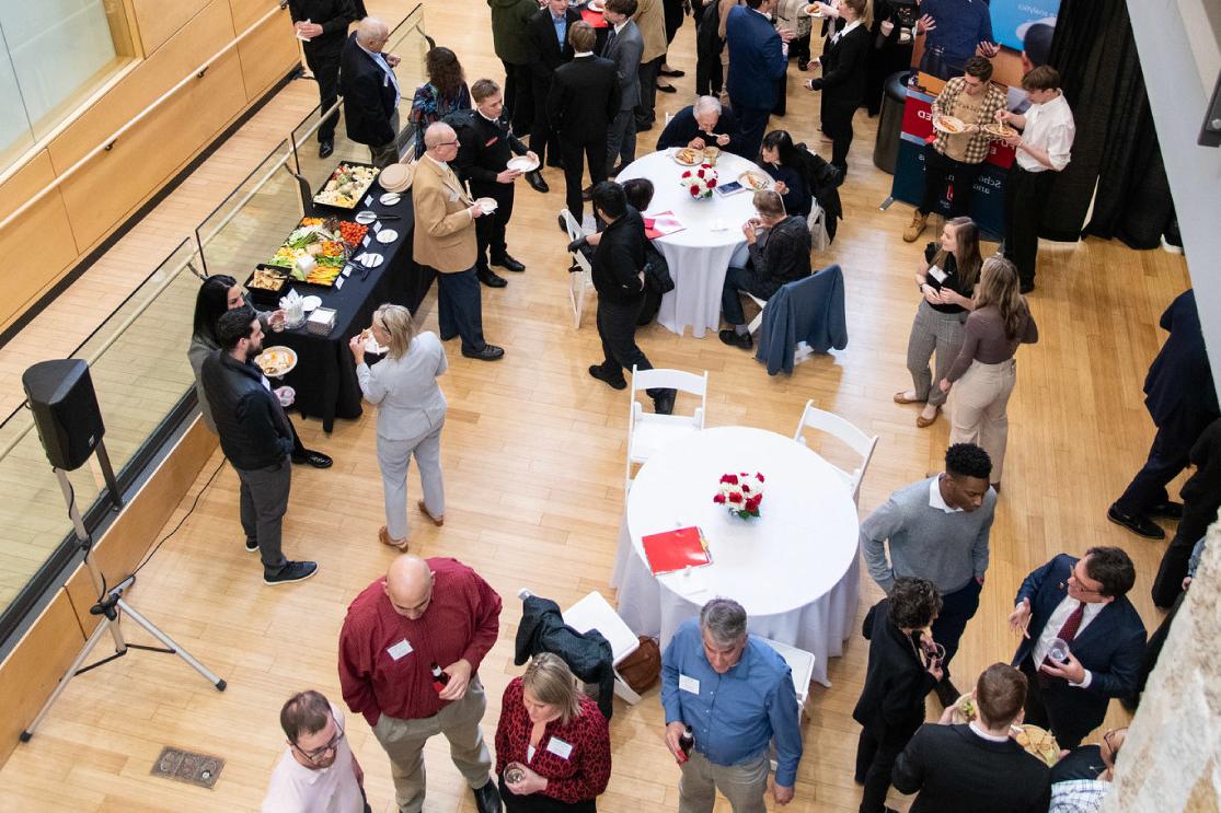 The Clausen Center's main lobby is an open space ideal for networking events.